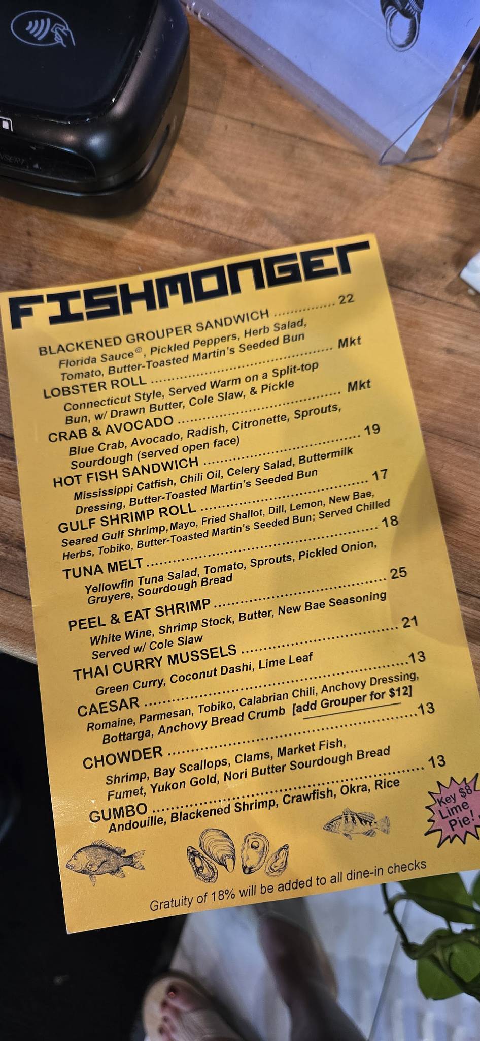 Fishmonger меню