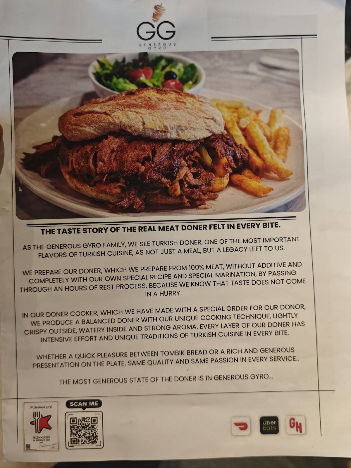 GG Döner меню