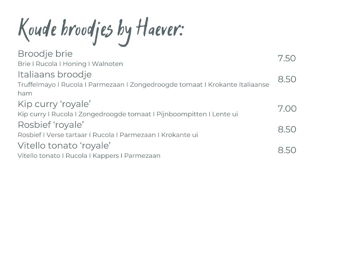 Haever меню