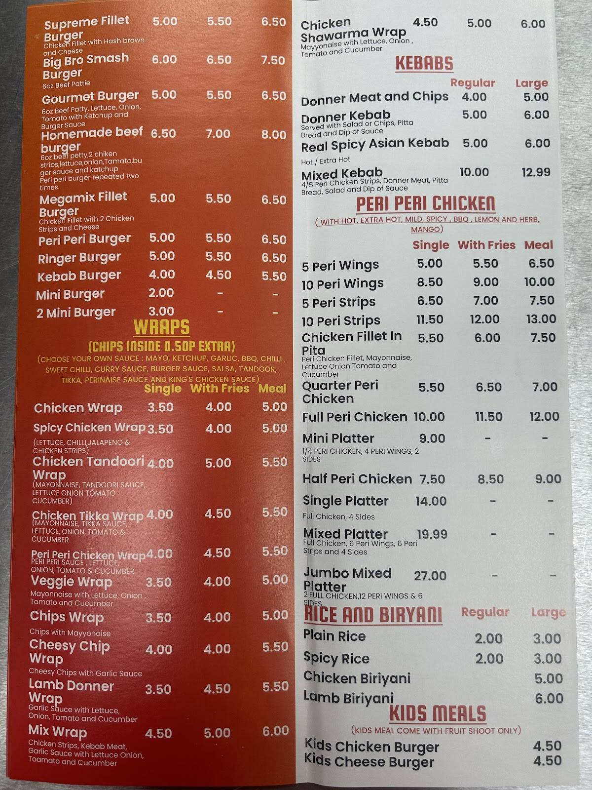 Hylton Kings's Chicken меню