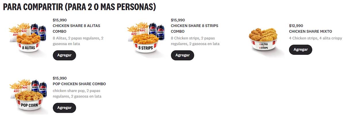 KFC меню
