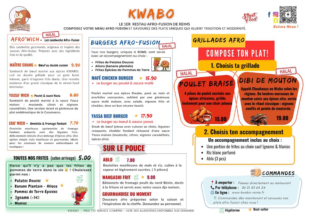 KWABO меню