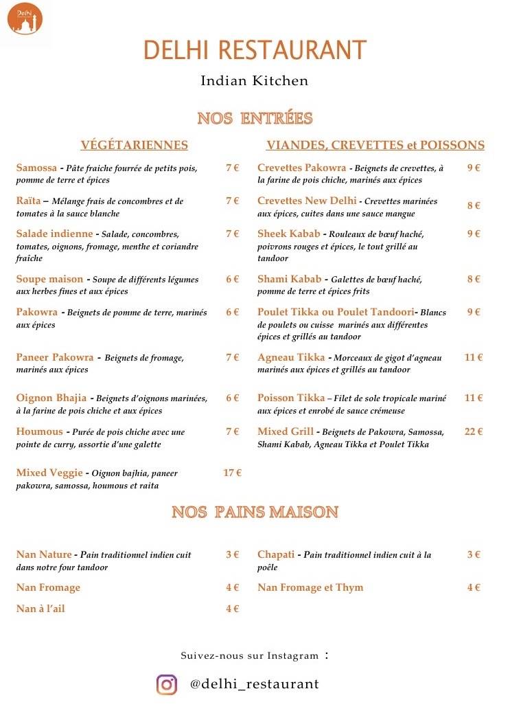 Restaurant Le Delhi меню
