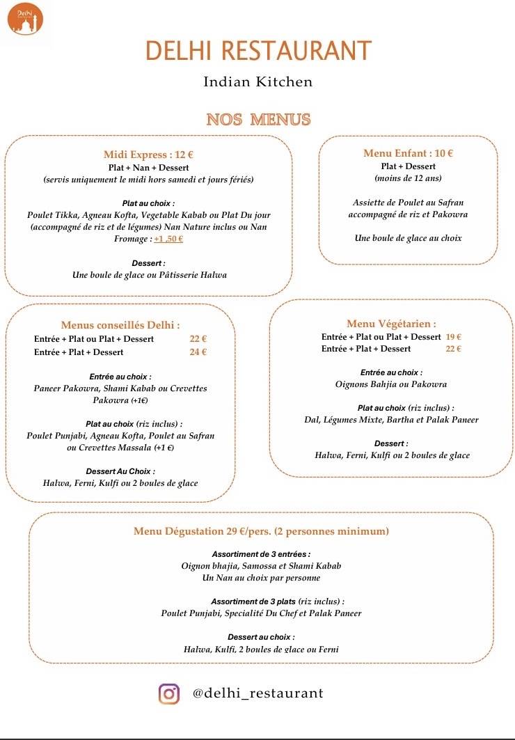 Restaurant Le Delhi меню