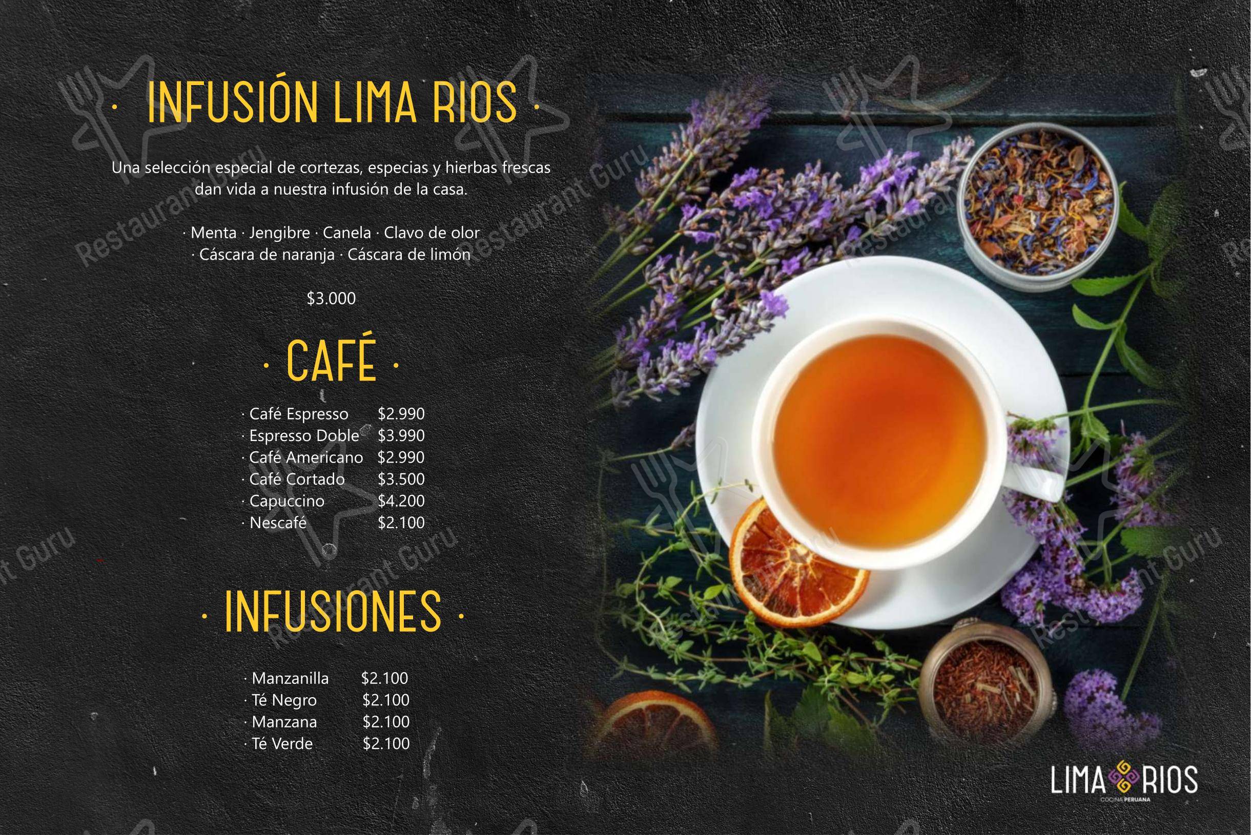 Меню ресторана Restaurant Lima Rios