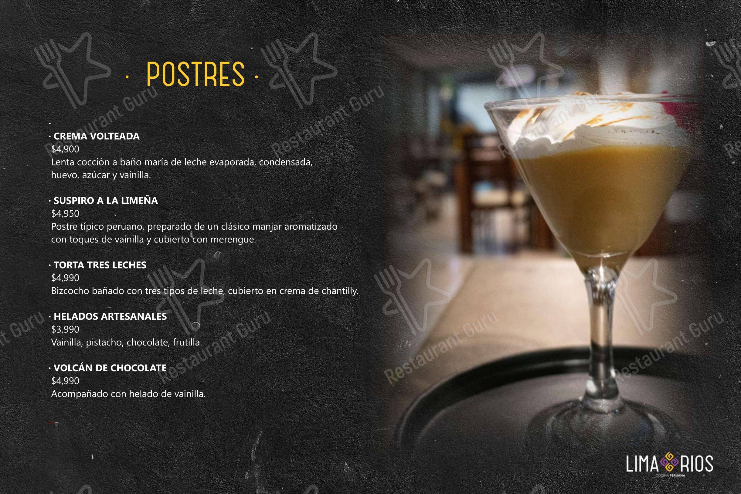 Restaurant Lima Rios в Ла-Флориде - Меню