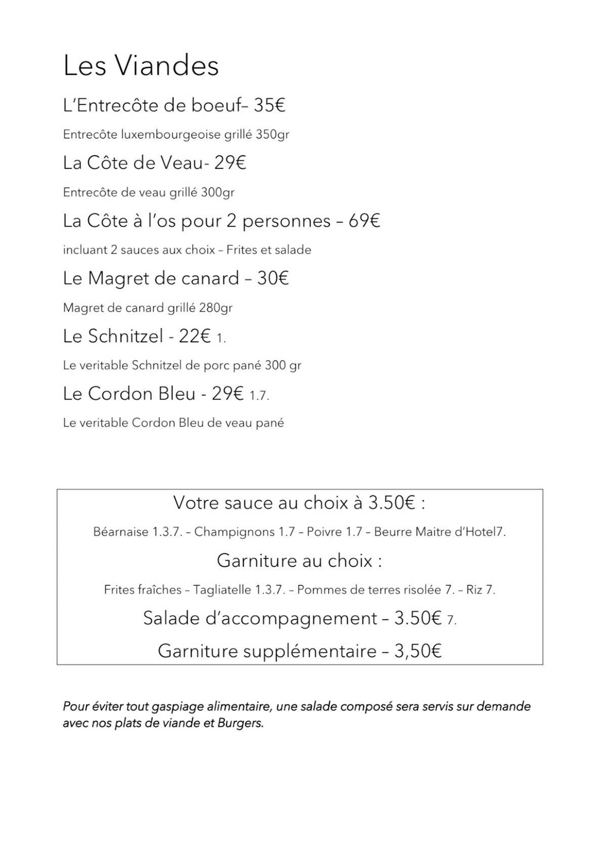 L'inoui S.a R.l. меню