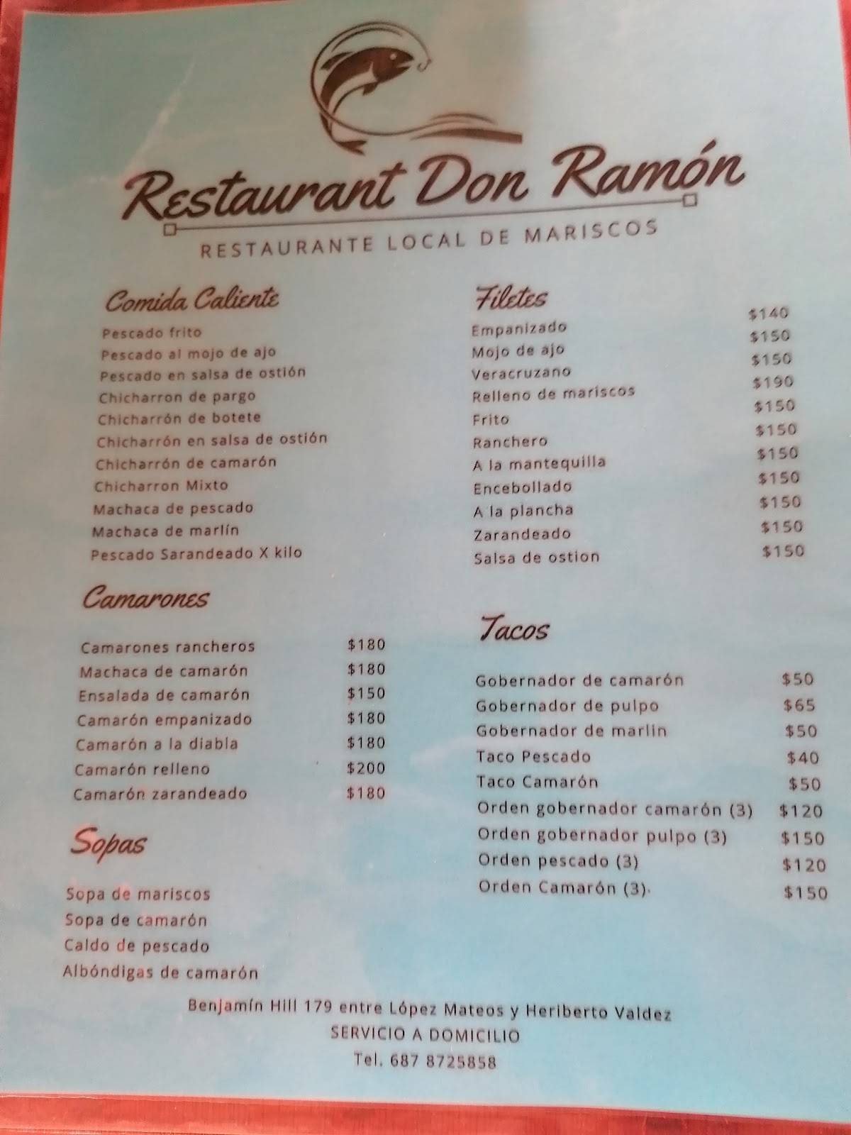 Mariscos Don Ramon меню