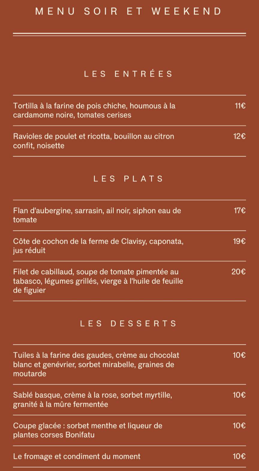 Restaurant Milprée меню