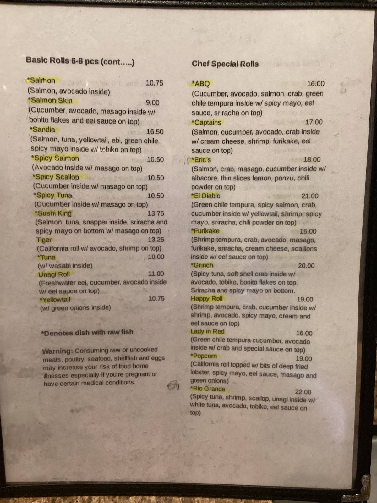O Sushi меню