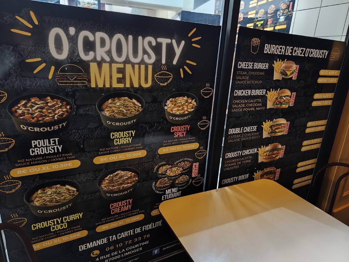 O’Crousty меню