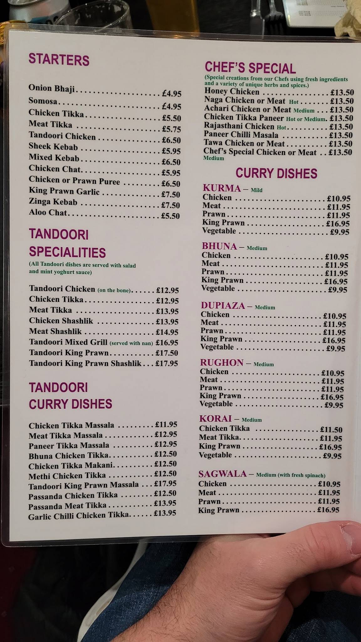 Panahar меню