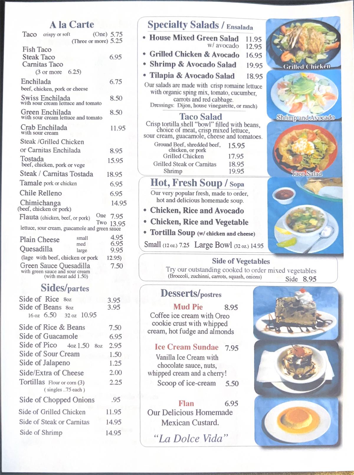 Panchitos Restaurant меню