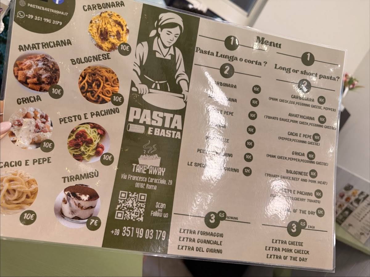 Pasta e Basta меню
