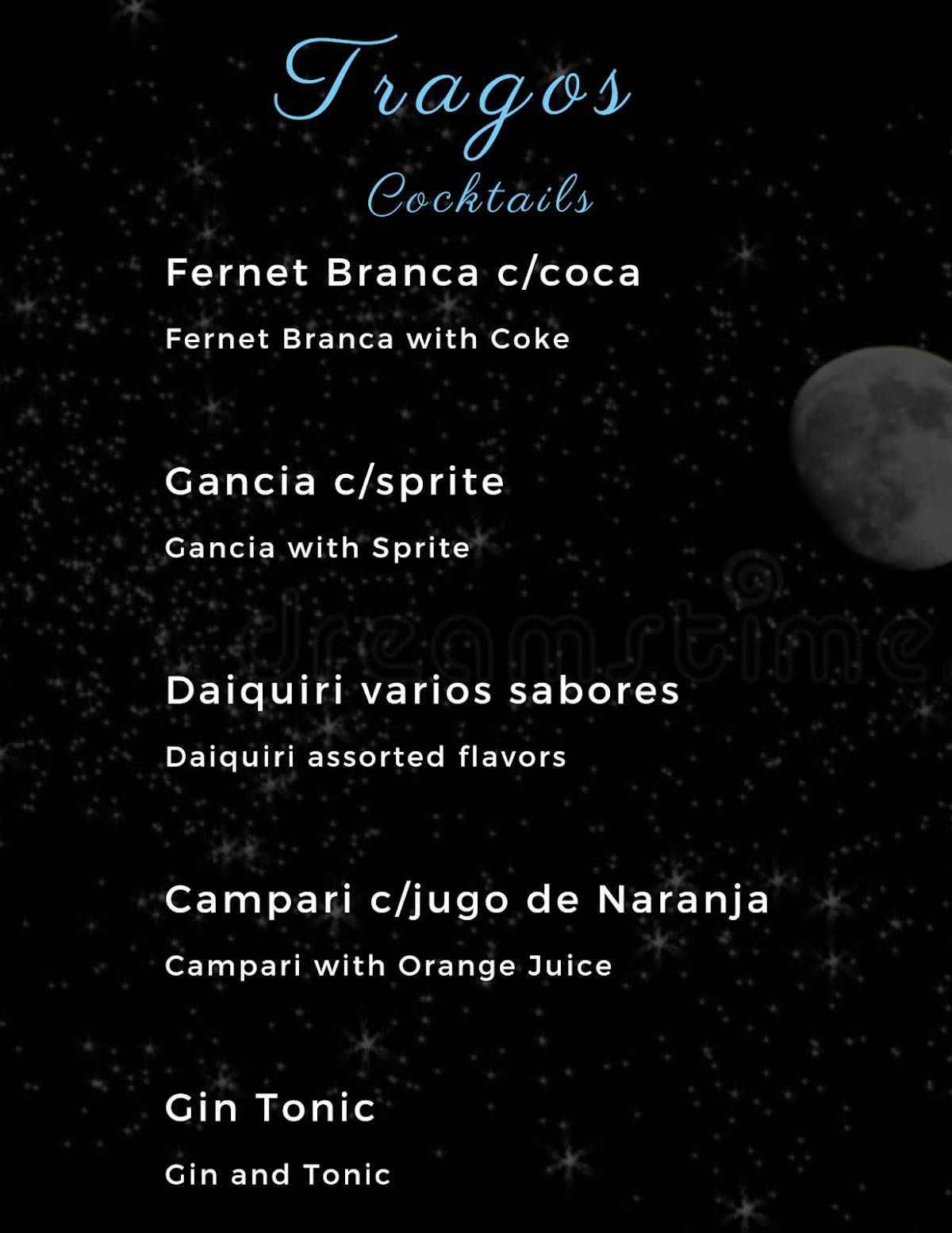 Peña La Noche Contigo меню