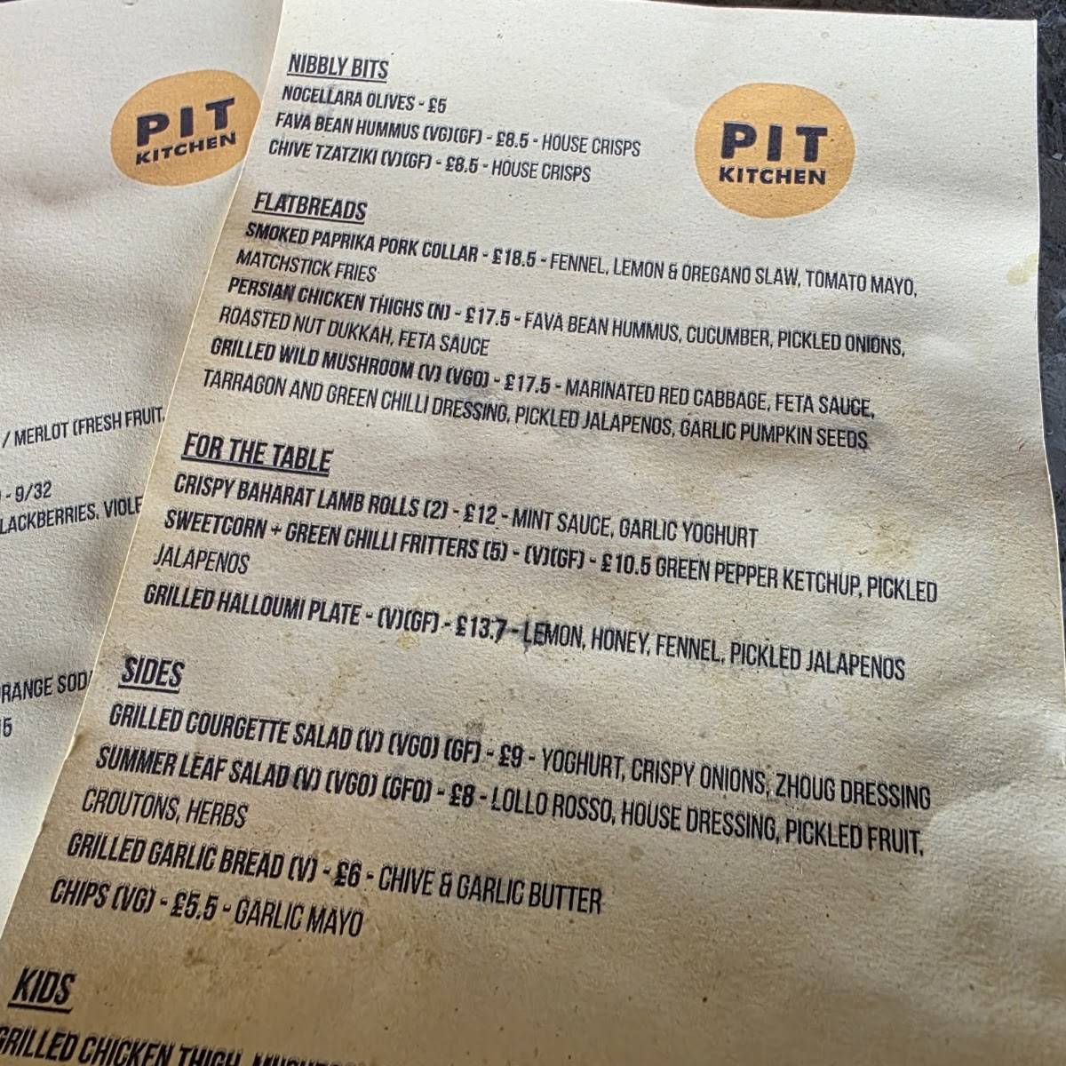 Pit Kitchen меню