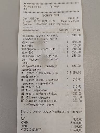 Pitnica меню