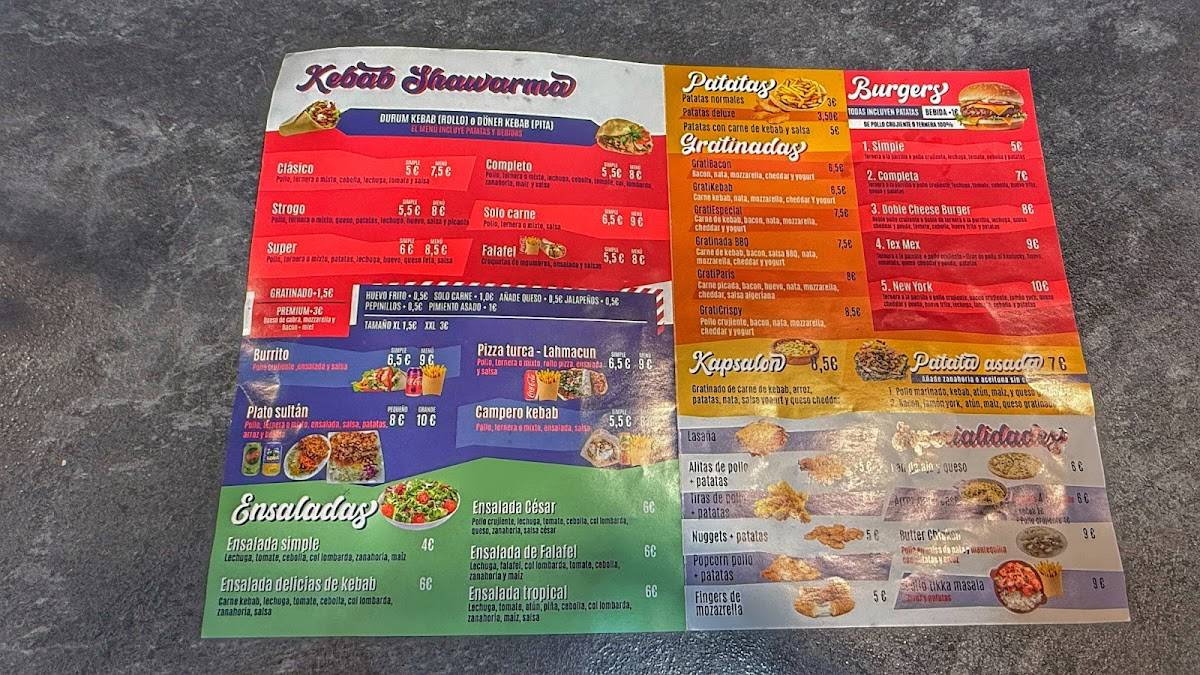 Pizzería Kebab Tacos París Ronda меню
