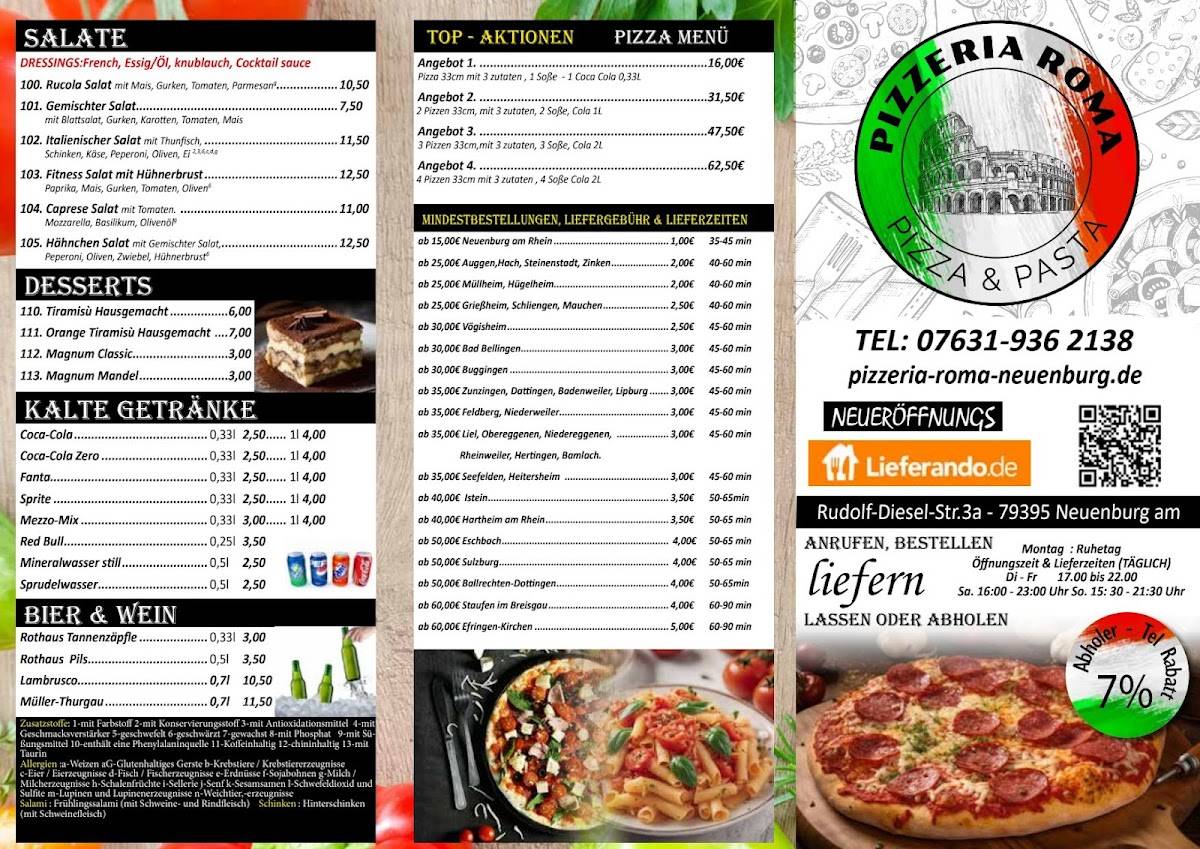Pizzeria Roma меню