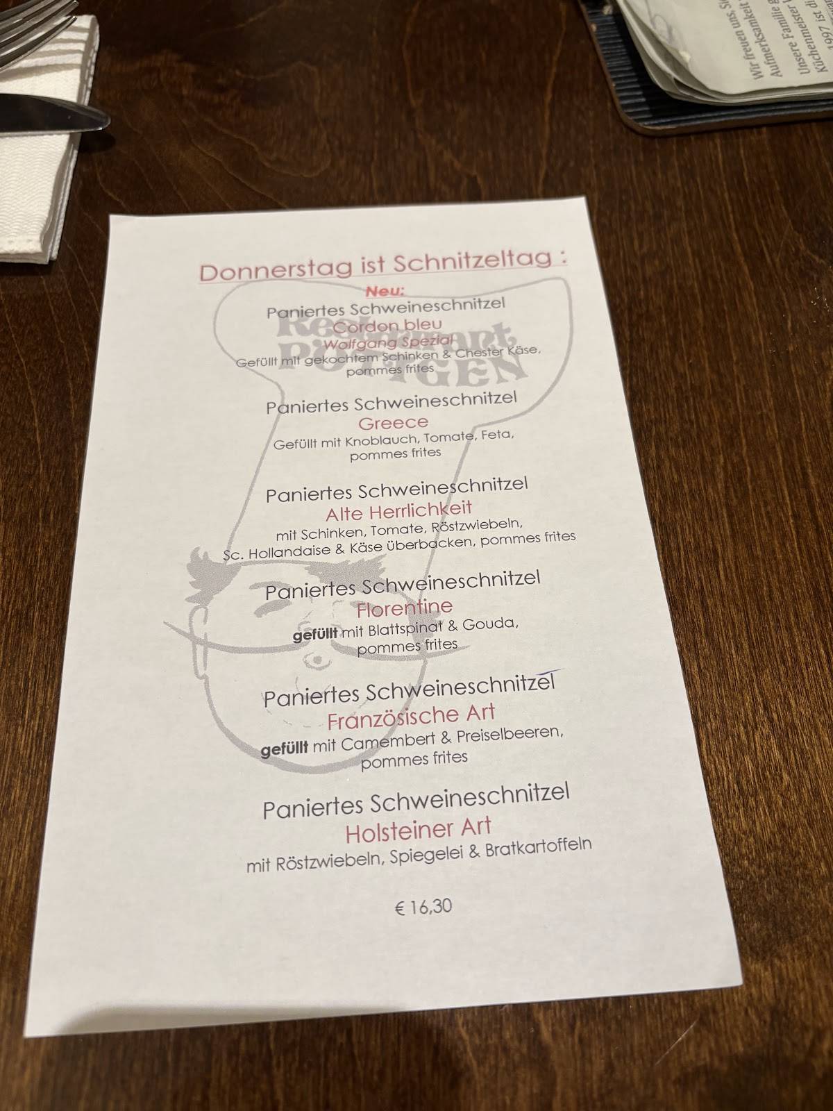 Restaurant Pöttgen меню