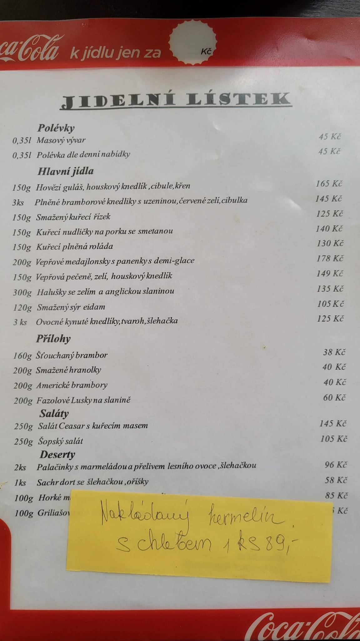 Restaurace FORMANKA - zavřeno!! меню