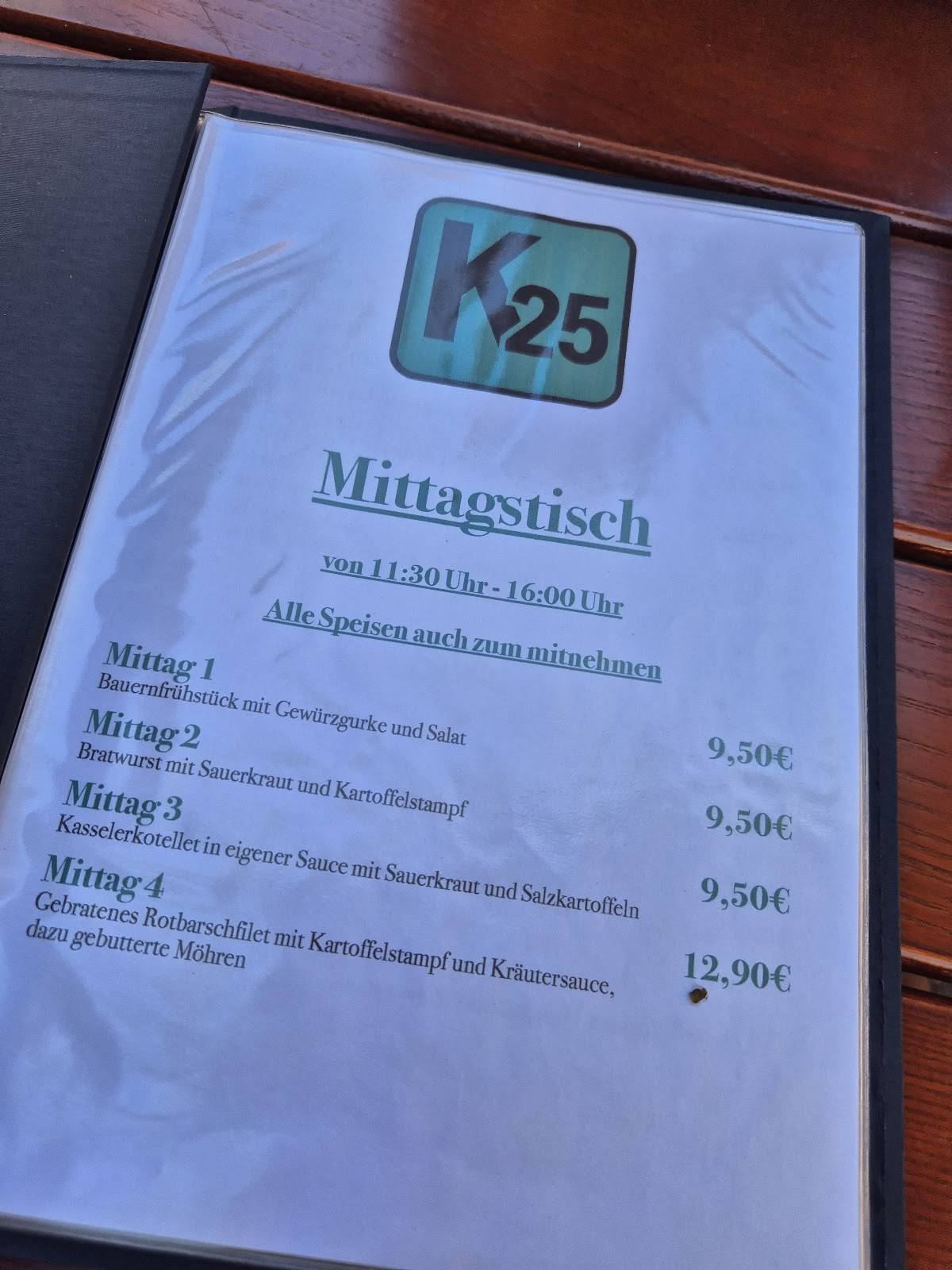 Restaurant K25 меню