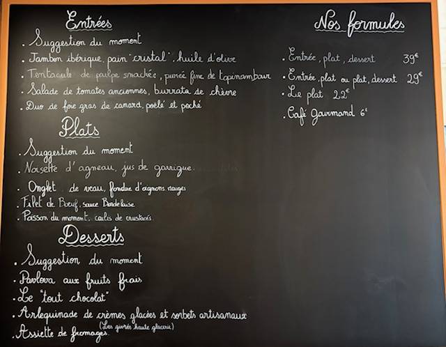 Restaurant Le Cosy меню