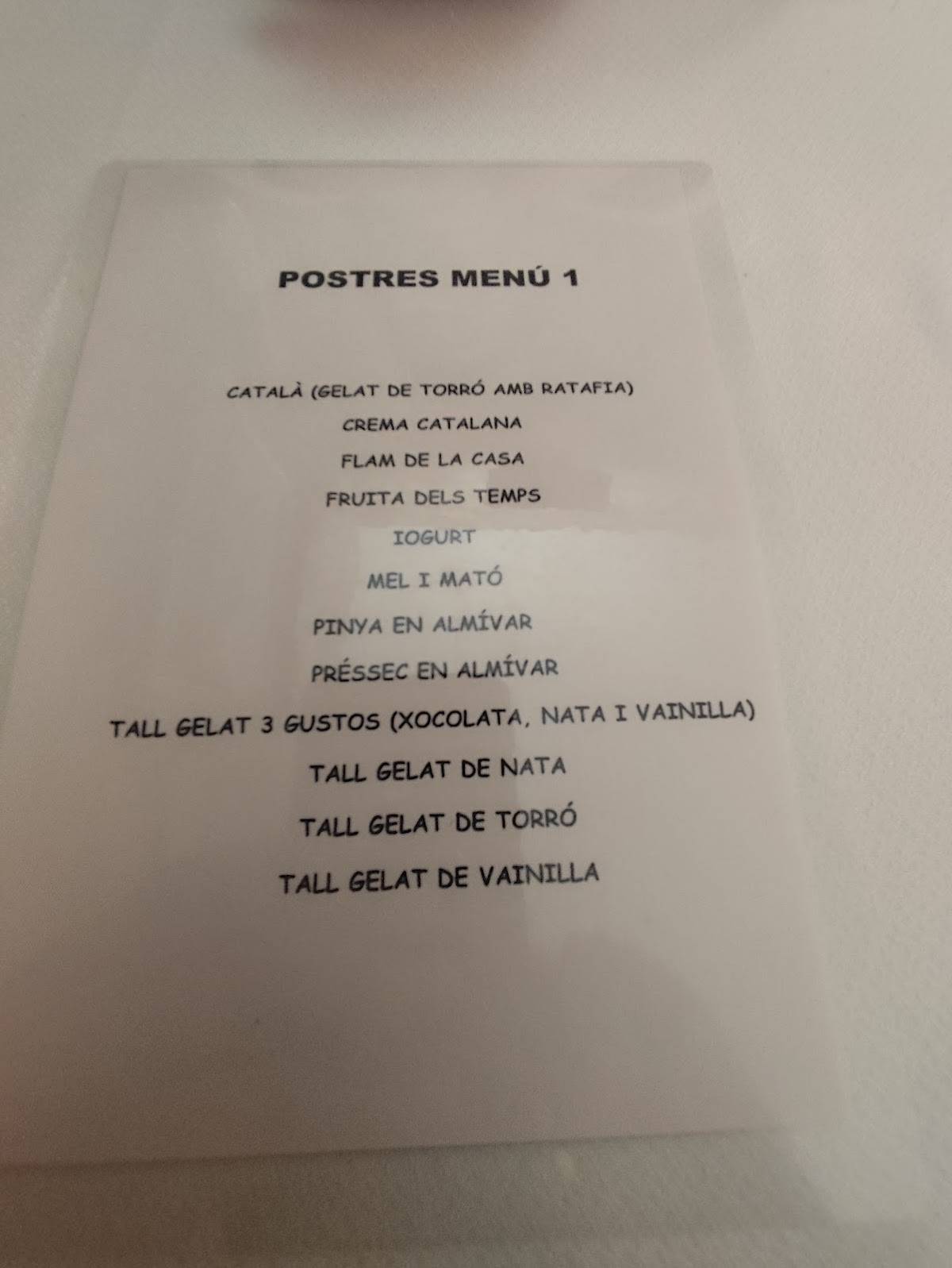 Restaurant Montserrat меню