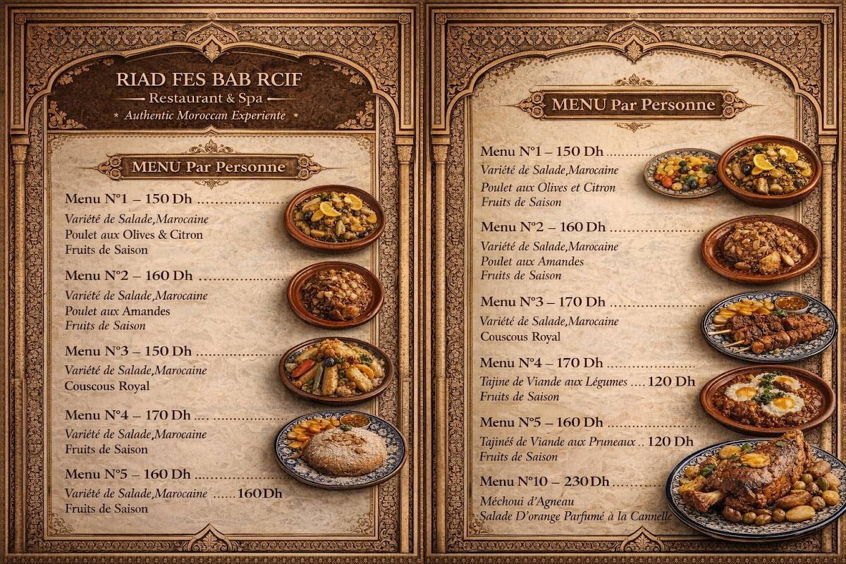 Restaurant Riad Fes Bab Rcif меню