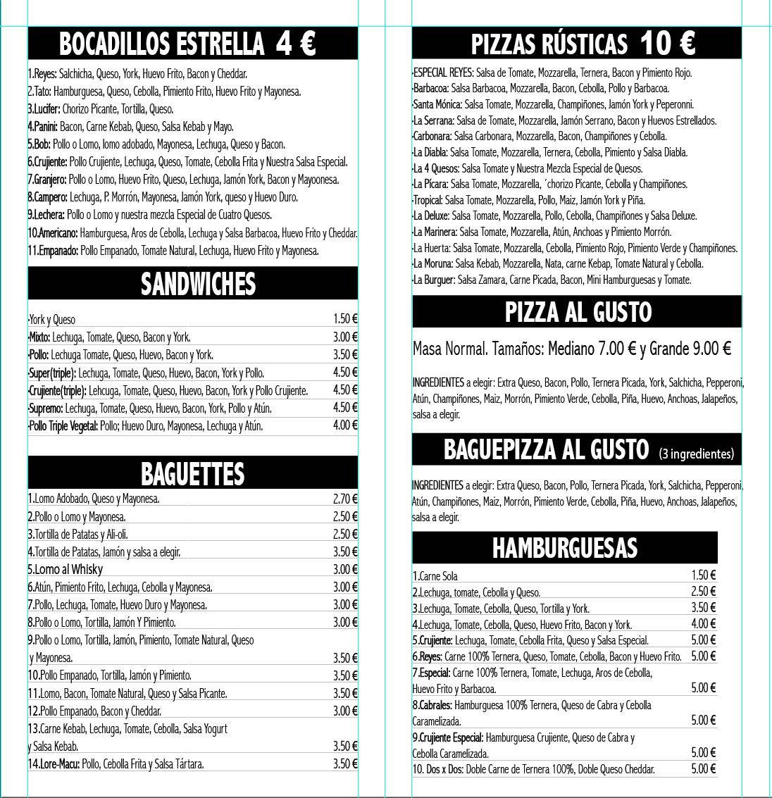 Restaurante El rincón меню