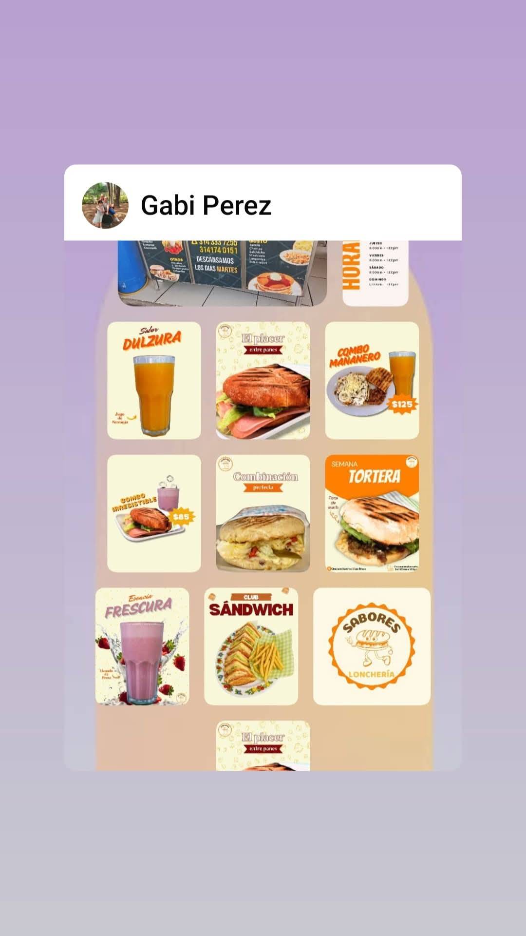 SABORES меню