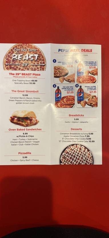 Simple Simon's Pizza меню