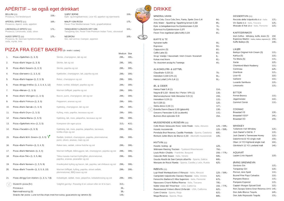 Restaurant Sjøloftet меню