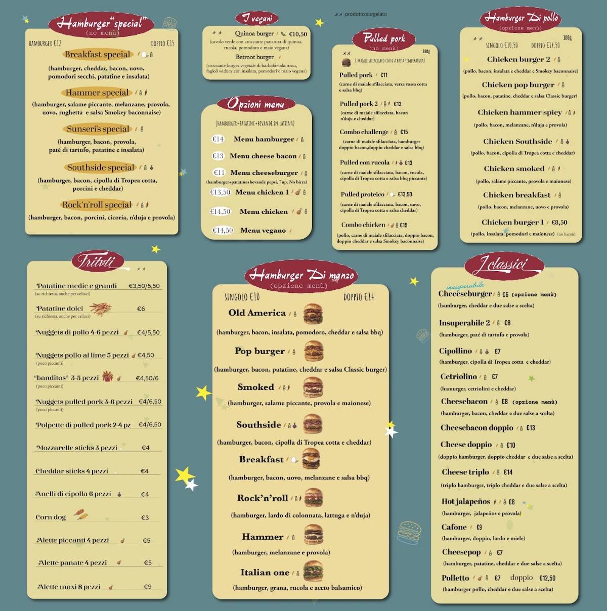 Sunseri’s diner di Alessandro e Federica меню