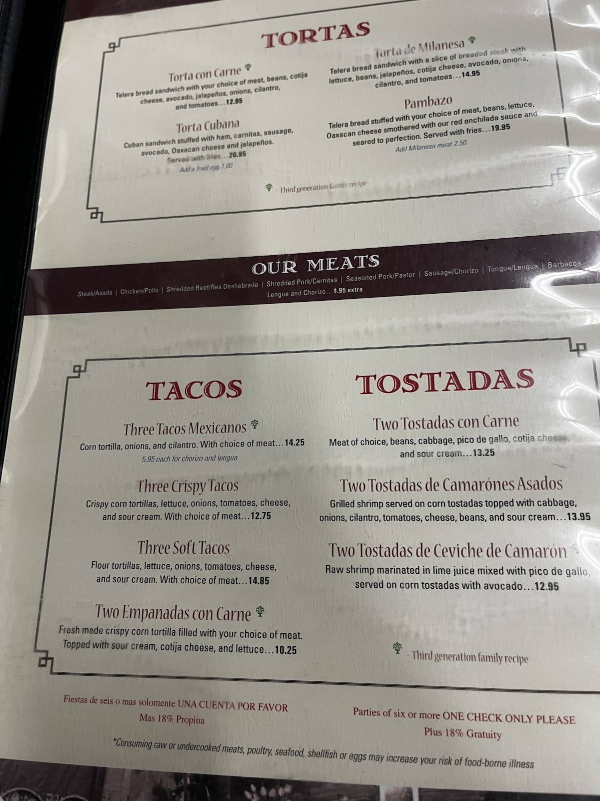 Taqueria La Fuente меню