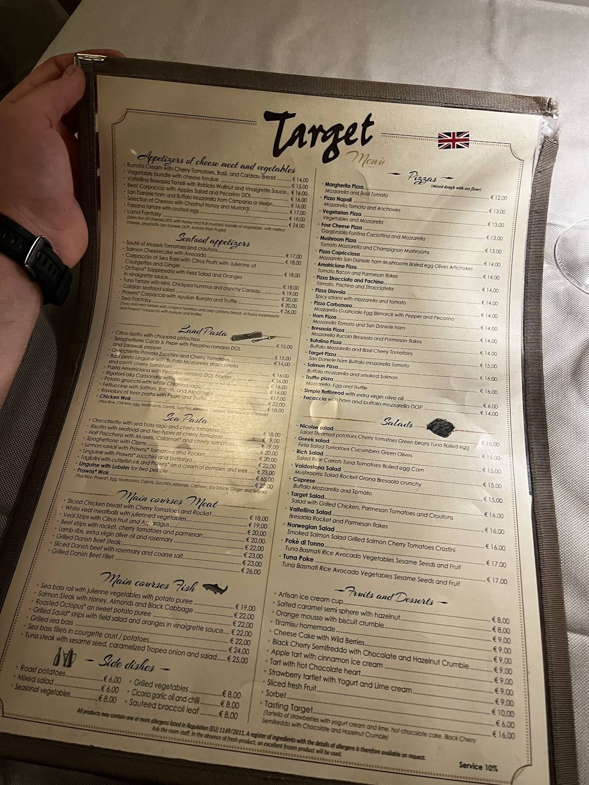 Target Restaurant меню