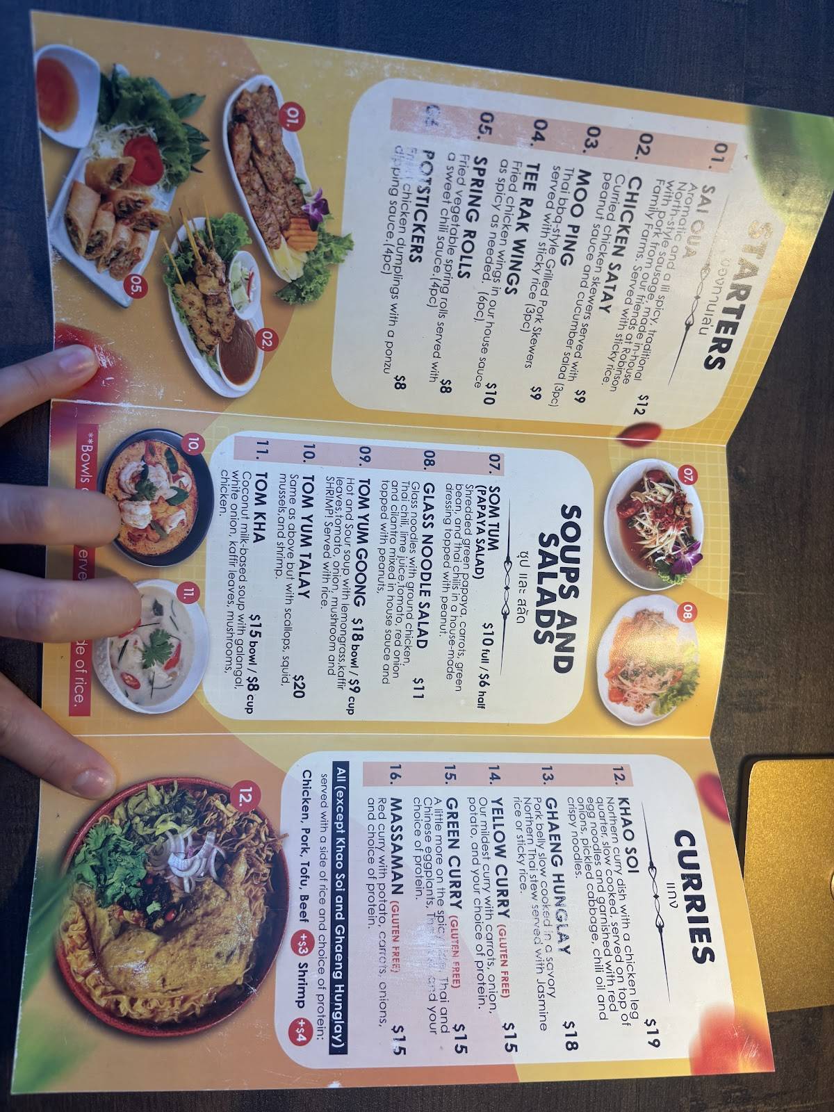 TeeRak Thai Restaurant меню