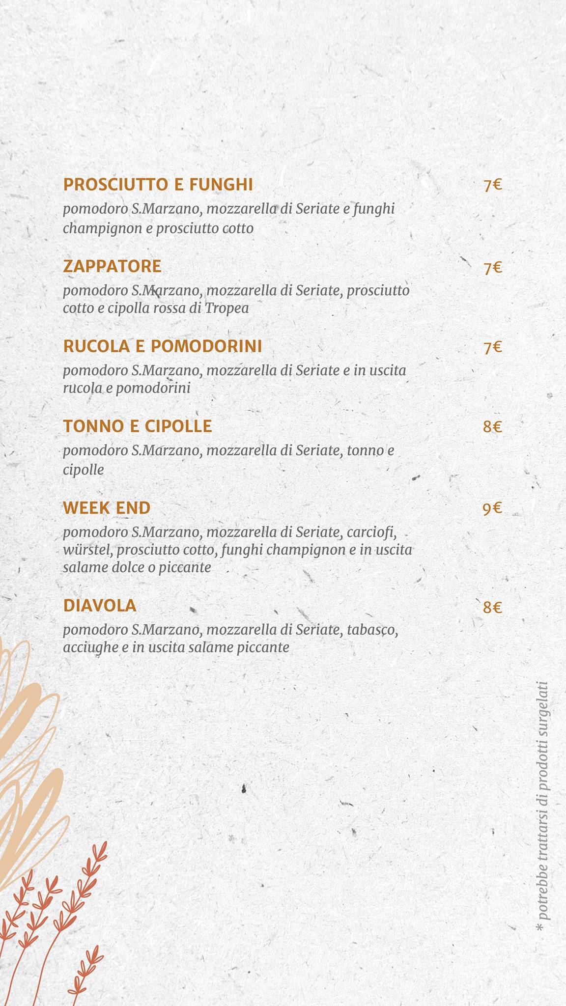 Weekend Ristorante Pizzeria меню