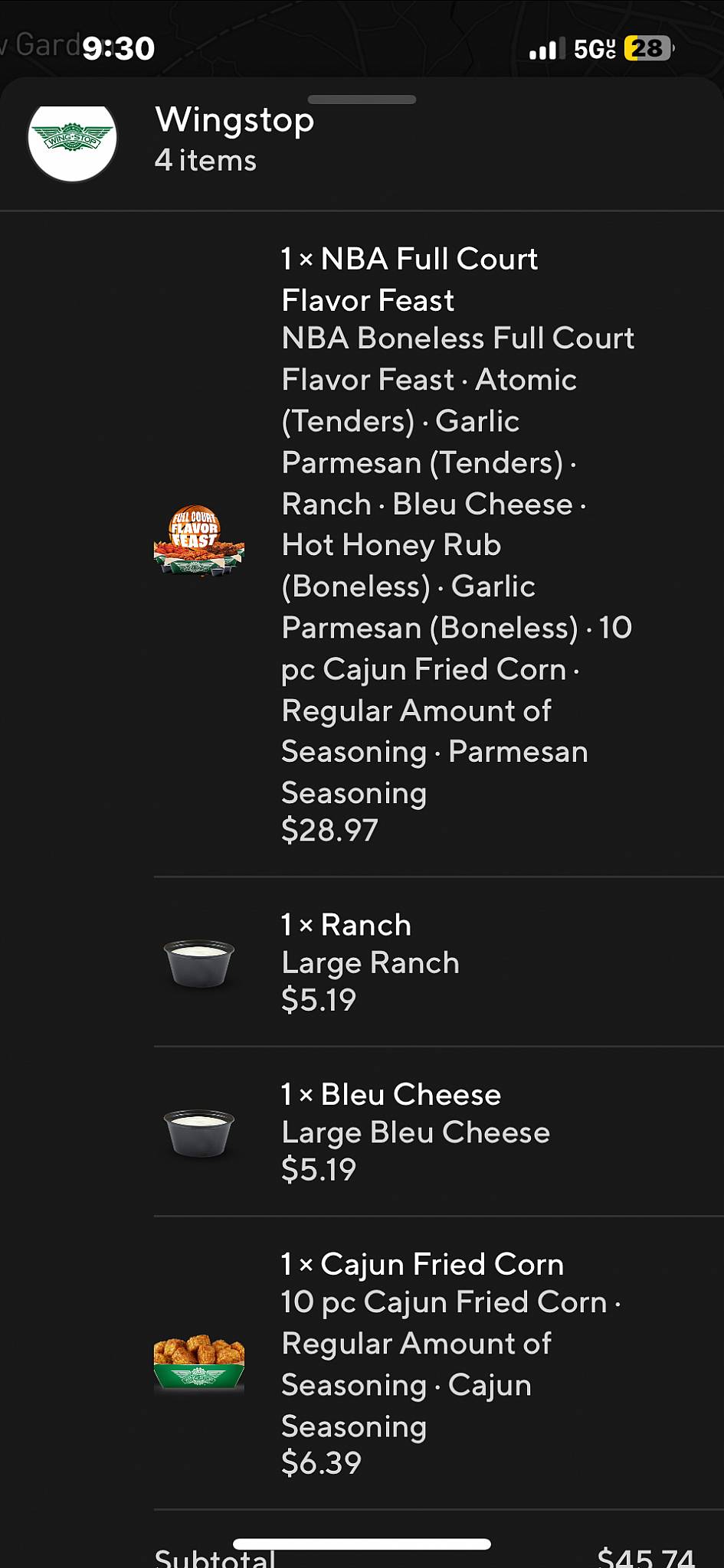 Wingstop меню