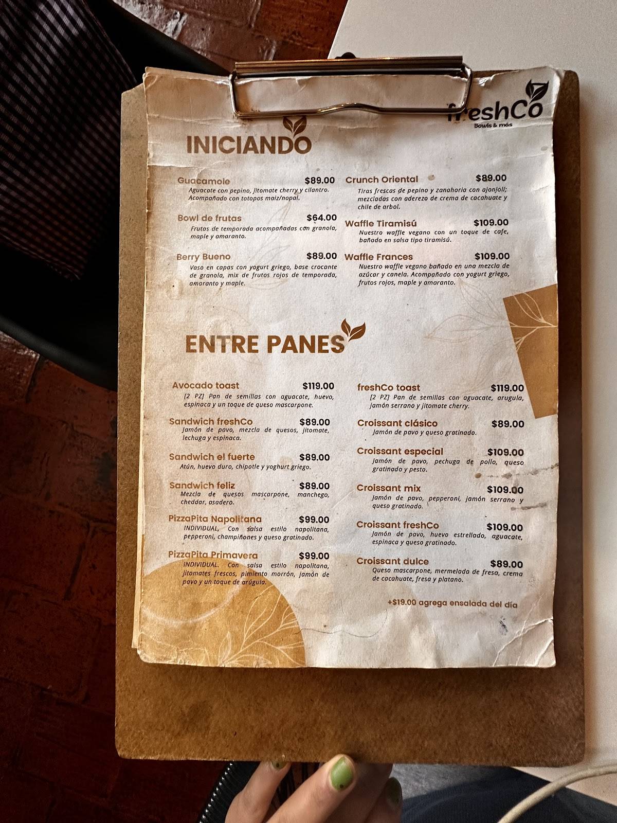 freshCo Taxco меню