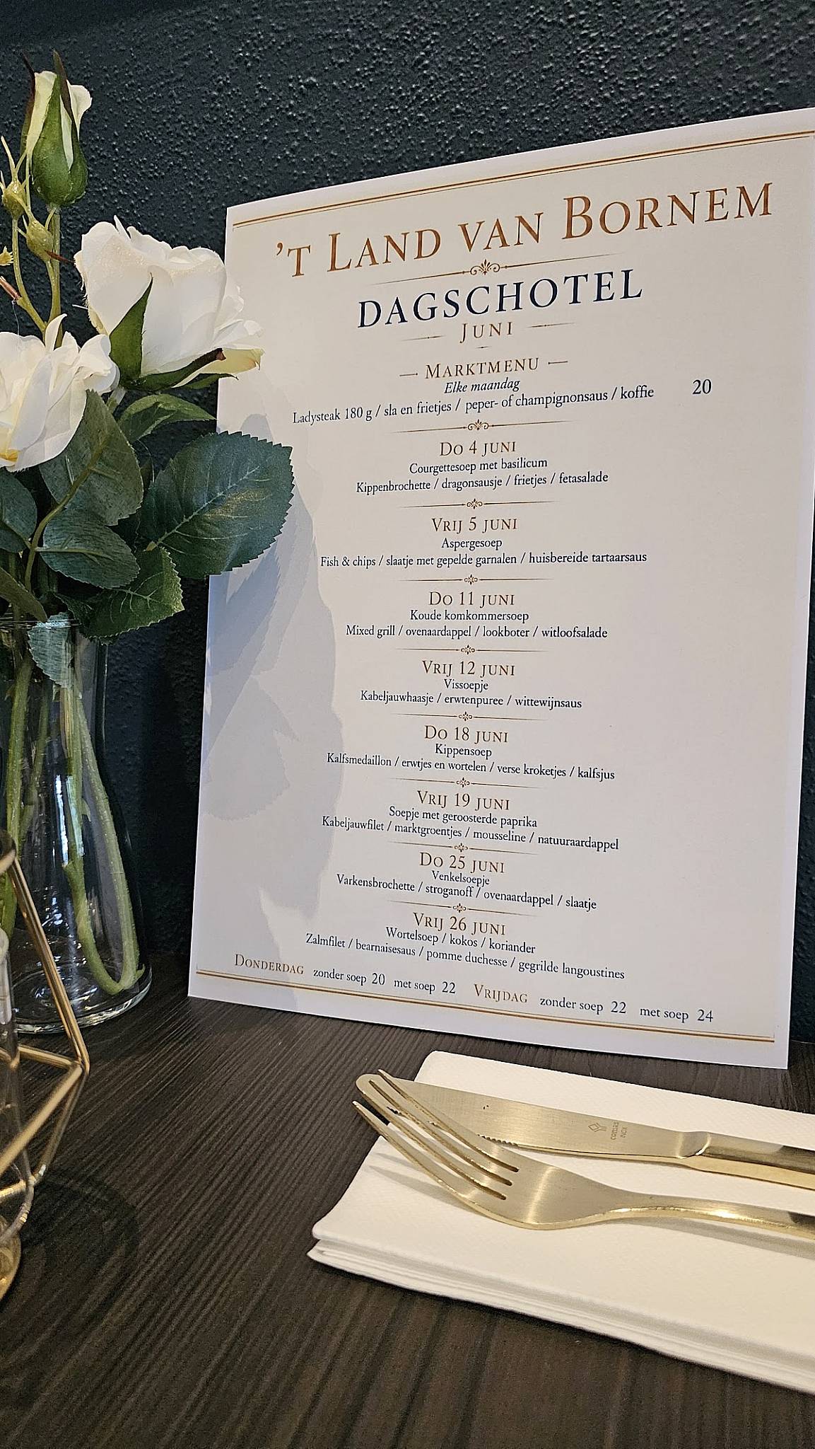Restaurant 't Land van Bornem меню