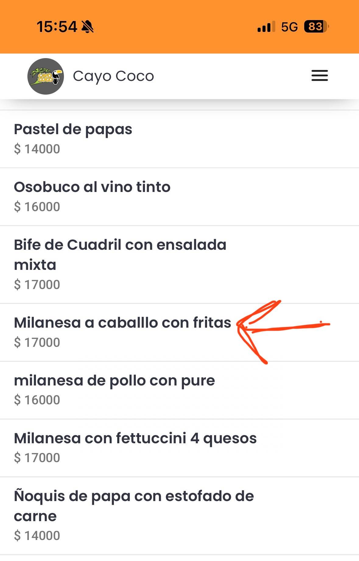 Restaurante Cayo Coco меню