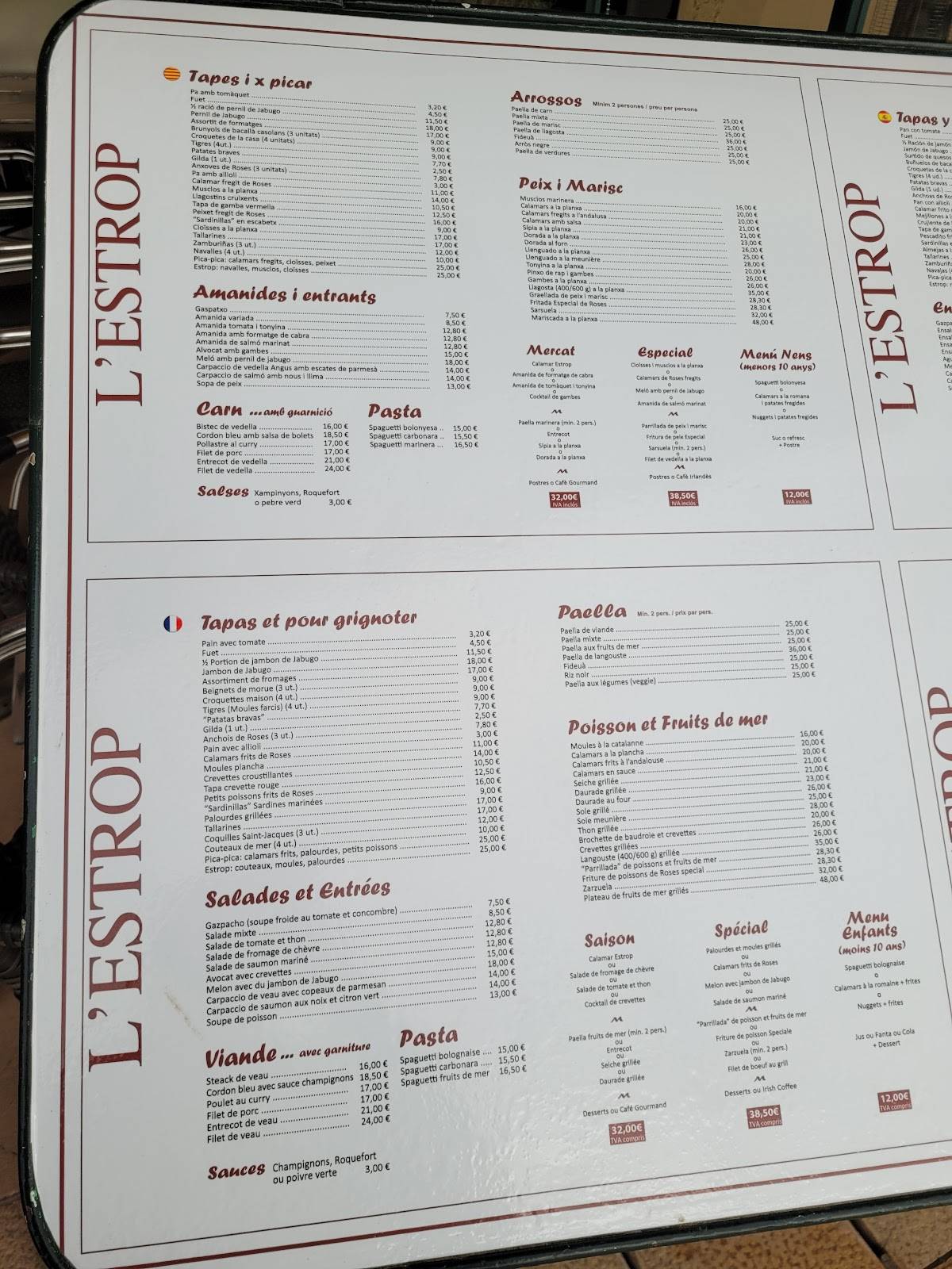 Restaurante L'Estrop меню