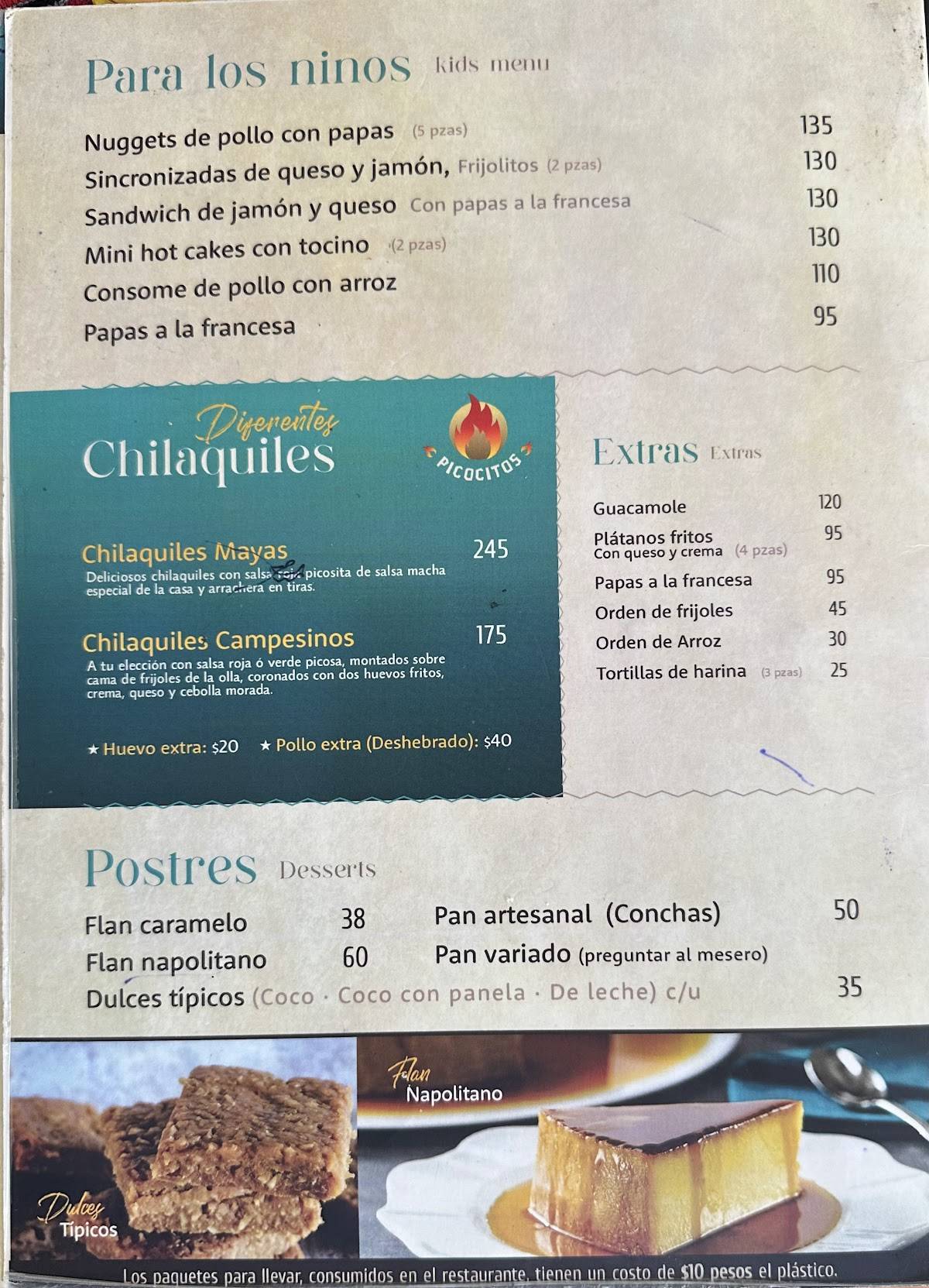 Restaurante Maya меню