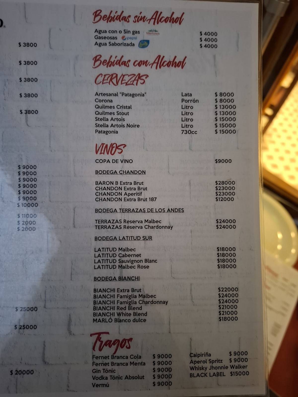 Restaurante Palote меню