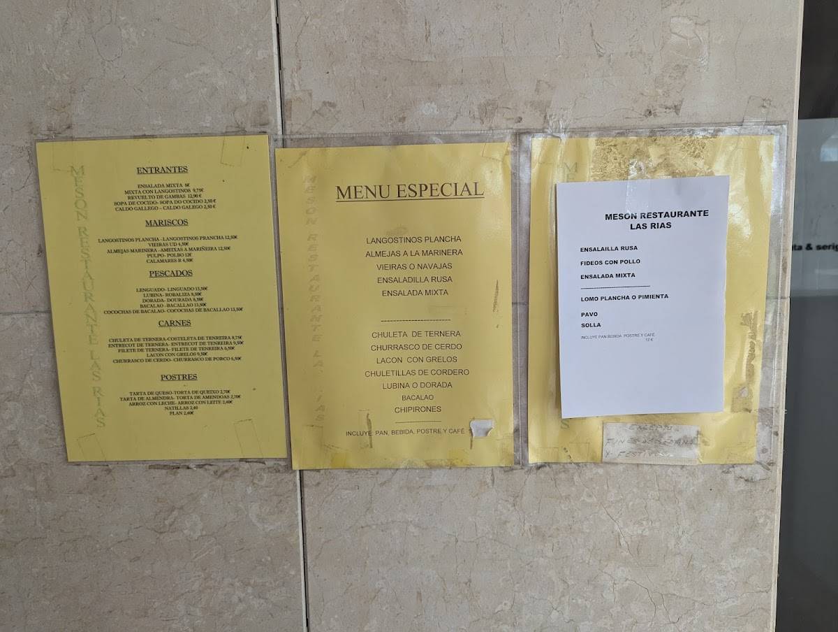 Restaurante las Rías меню