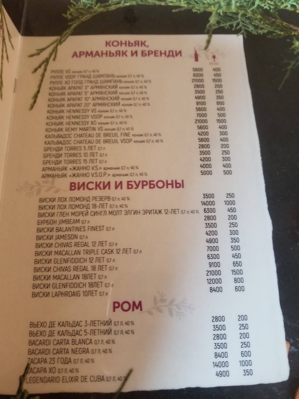Ресторан «Иван Чай» меню