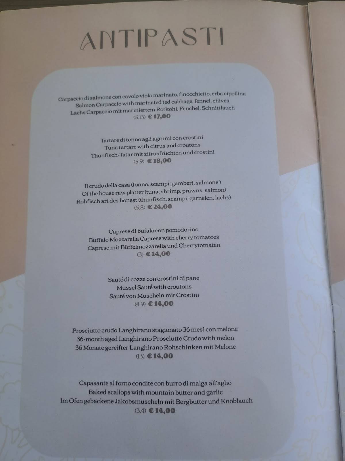 Ristorante Genoa меню
