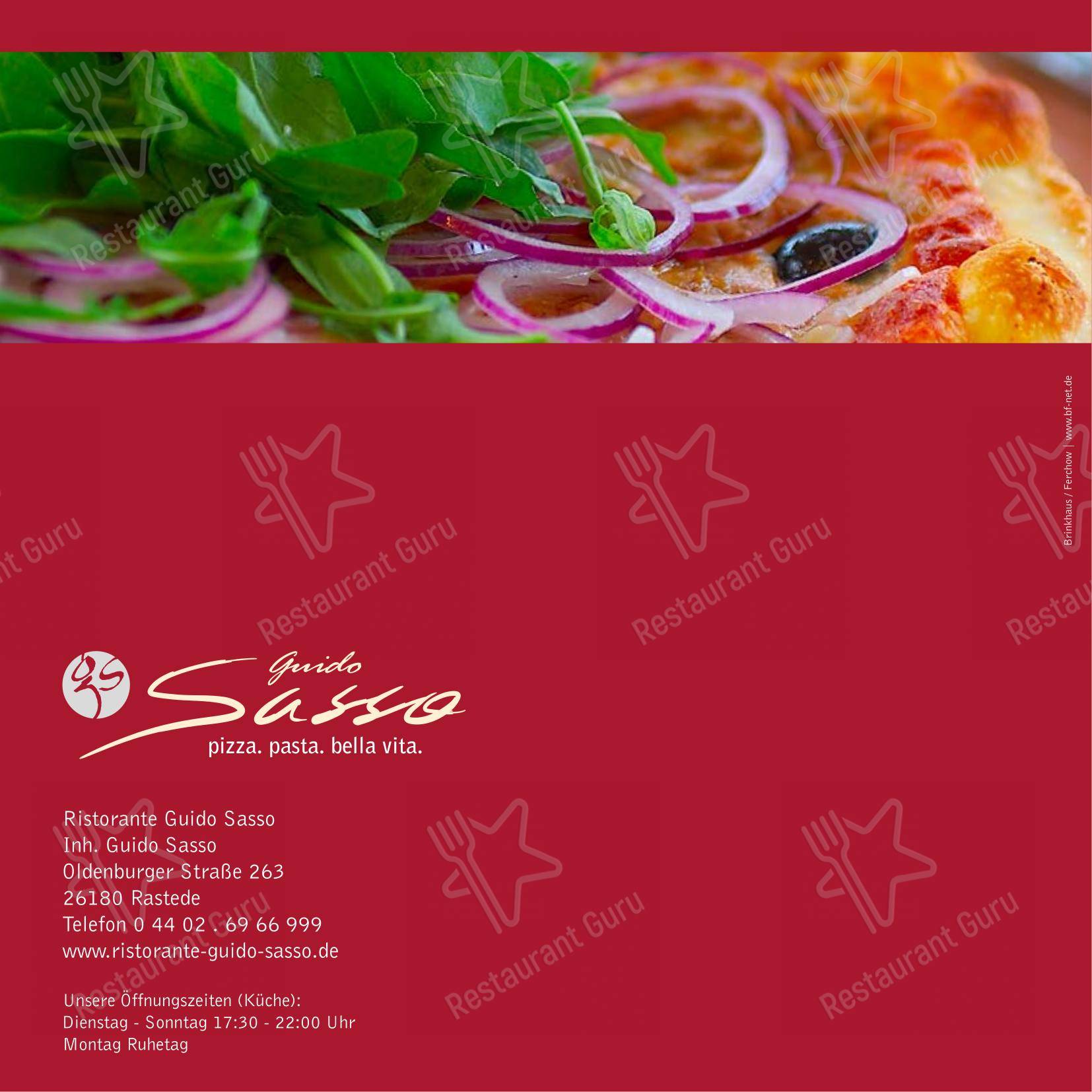 菜单 пиццерии Ristorante Guido Sasso