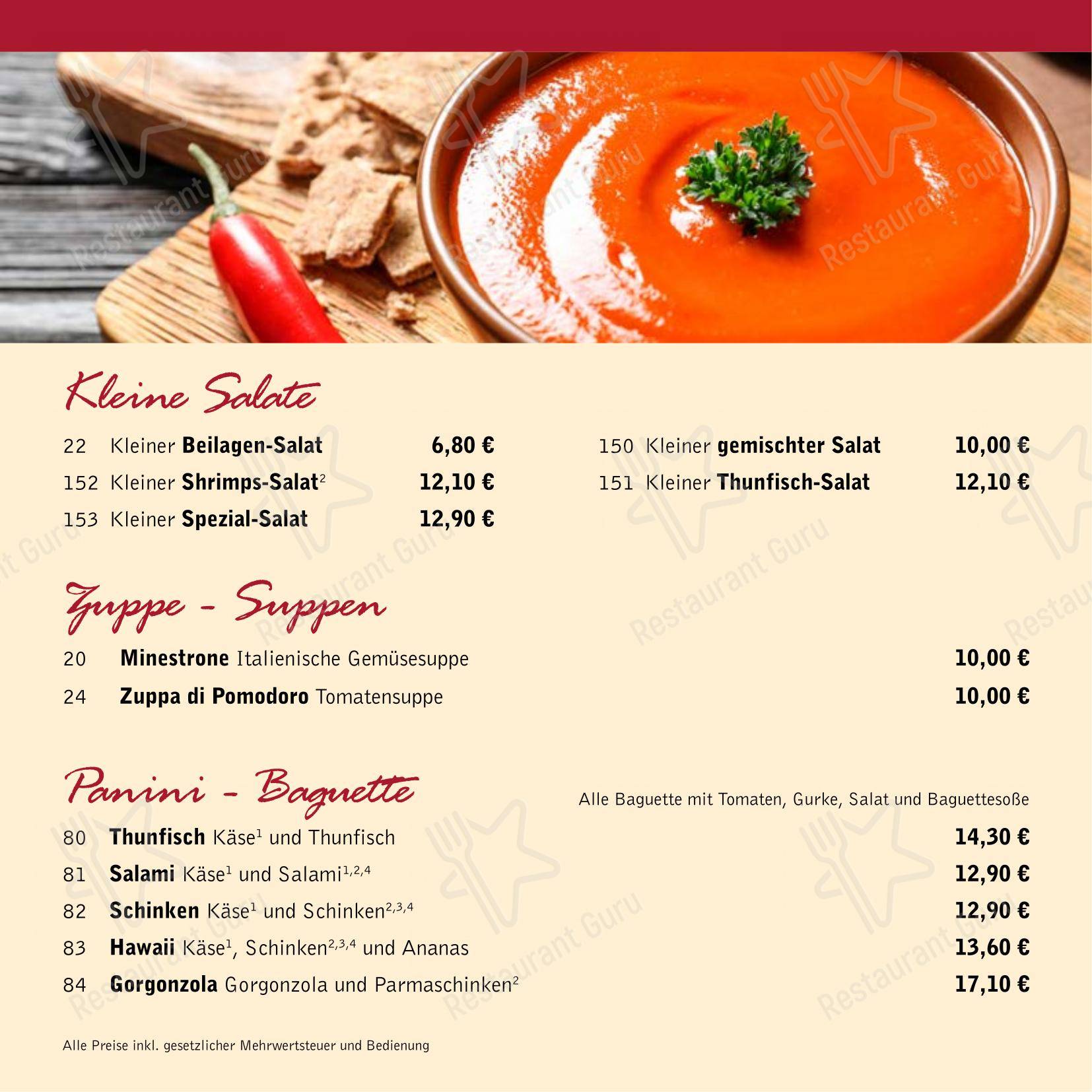 菜单 пиццерии Ristorante Guido Sasso в Растеде